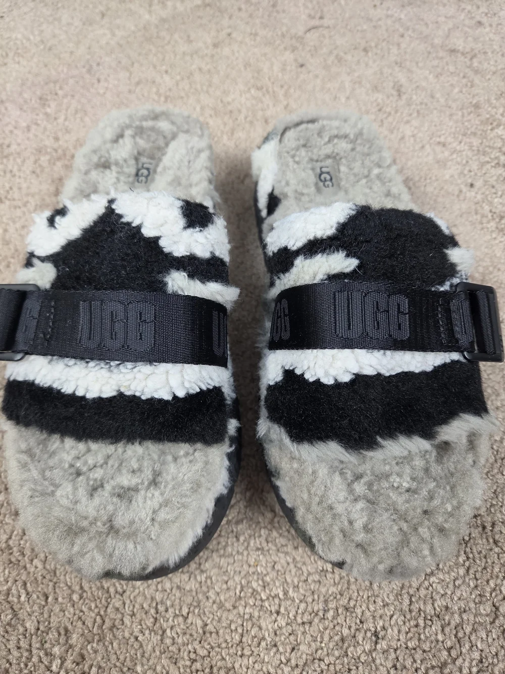 UGG Men’s Black & Gray Sherpa Slide Sandals